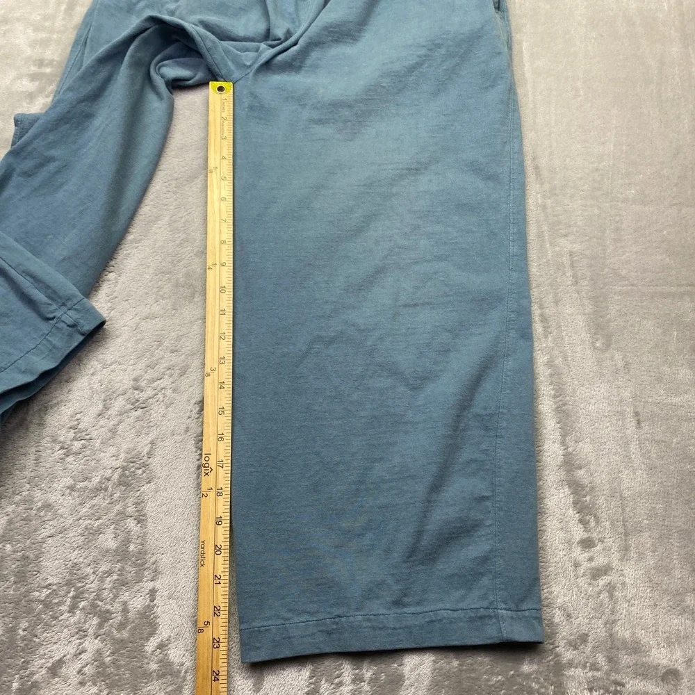 Big Dogs Mens Large Blue‎ Cotton Elastic Waist Wide Leg Cropped Lounge Pants